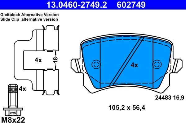 ATE 13.0460-2749.2 - Bremžu uzliku kompl., Disku bremzes www.autospares.lv