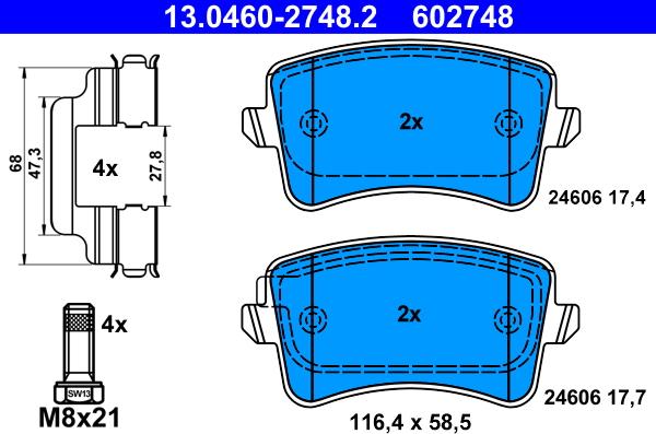 ATE 13.0460-2748.2 - Bremžu uzliku kompl., Disku bremzes www.autospares.lv