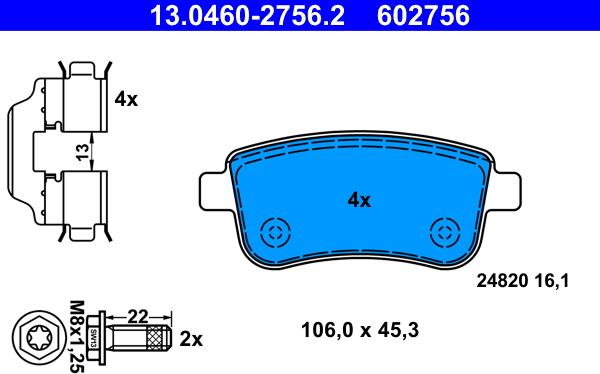 ATE 13.0460-2756.2 - Bremžu uzliku kompl., Disku bremzes www.autospares.lv