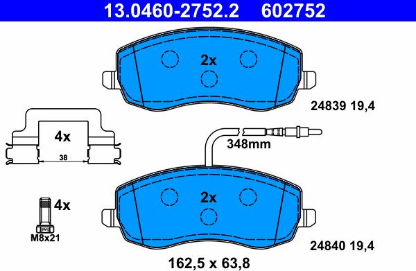 ATE 13.0460-2752.2 - Bremžu uzliku kompl., Disku bremzes www.autospares.lv