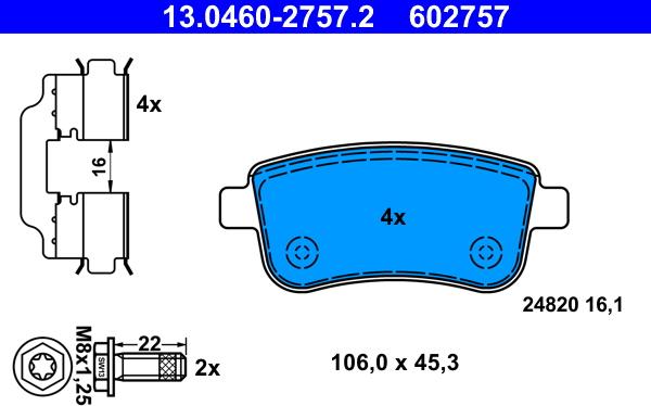 ATE 13.0460-2757.2 - Bremžu uzliku kompl., Disku bremzes www.autospares.lv