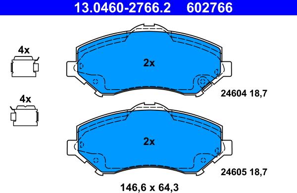 ATE 13.0460-2766.2 - Bremžu uzliku kompl., Disku bremzes www.autospares.lv