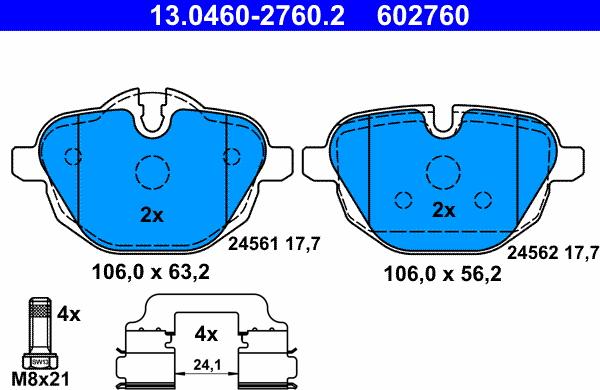 ATE 13.0460-2760.2 - Bremžu uzliku kompl., Disku bremzes www.autospares.lv