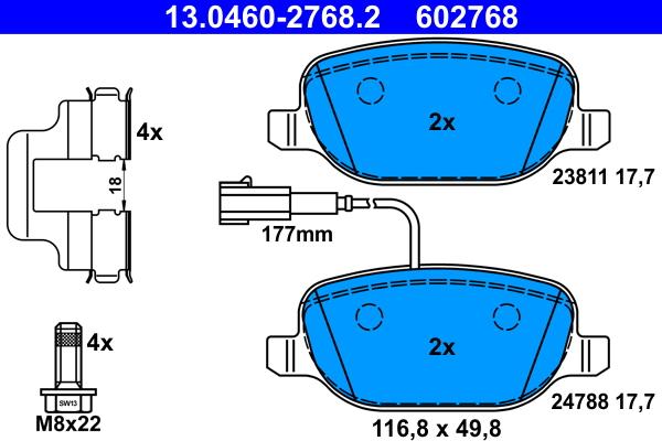 ATE 13.0460-2768.2 - Bremžu uzliku kompl., Disku bremzes www.autospares.lv