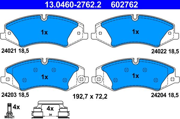 ATE 13.0460-2762.2 - Brake Pad Set, disc brake www.autospares.lv