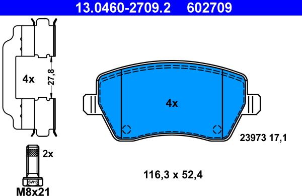 ATE 13.0460-2709.2 - Brake Pad Set, disc brake www.autospares.lv