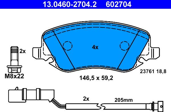 ATE 13.0460-2704.2 - Bremžu uzliku kompl., Disku bremzes www.autospares.lv