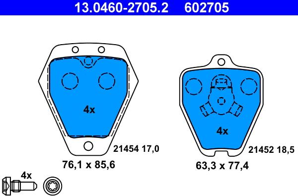 ATE 13.0460-2705.2 - Bremžu uzliku kompl., Disku bremzes www.autospares.lv