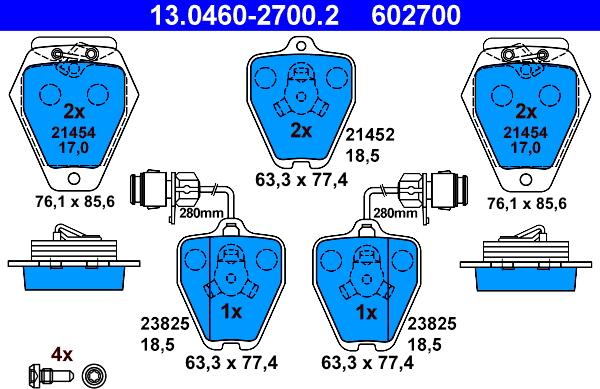 ATE 13.0460-2700.2 - Bremžu uzliku kompl., Disku bremzes autospares.lv