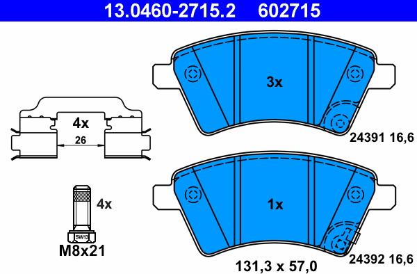 ATE 13.0460-2715.2 - Bremžu uzliku kompl., Disku bremzes www.autospares.lv