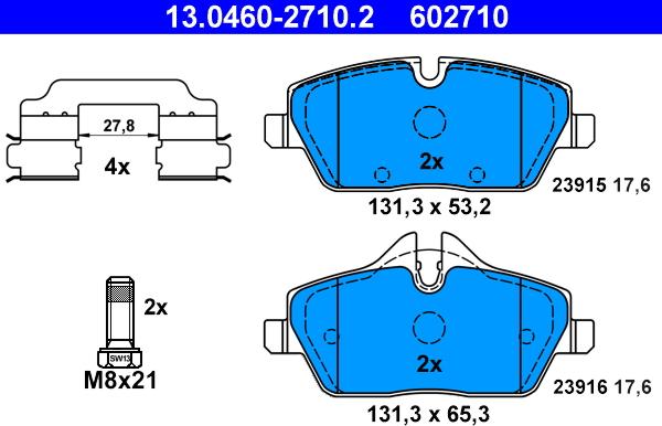 ATE 13.0460-2710.2 - Bremžu uzliku kompl., Disku bremzes www.autospares.lv