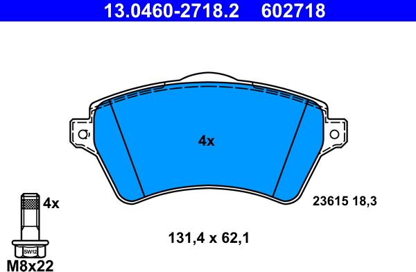 ATE 13.0460-2718.2 - Bremžu uzliku kompl., Disku bremzes www.autospares.lv