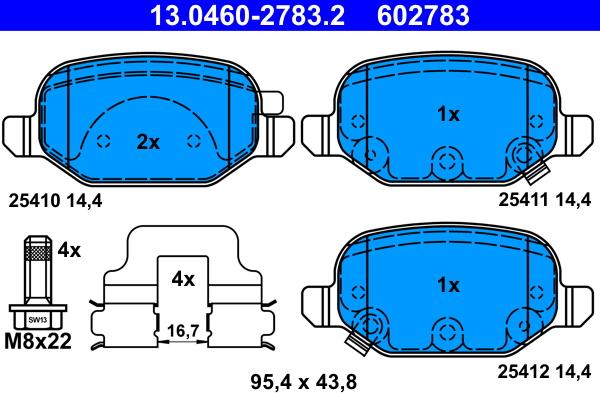 ATE 13.0460-2783.2 - Bremžu uzliku kompl., Disku bremzes autospares.lv