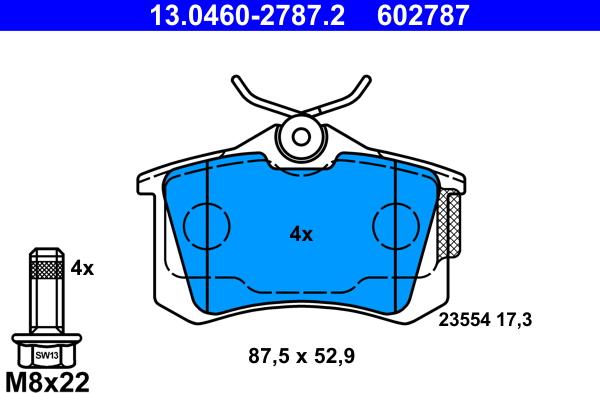 ATE 13.0460-2787.2 - Bremžu uzliku kompl., Disku bremzes www.autospares.lv