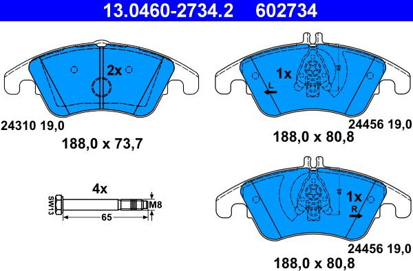 ATE 13.0460-2734.2 - Bremžu uzliku kompl., Disku bremzes autospares.lv