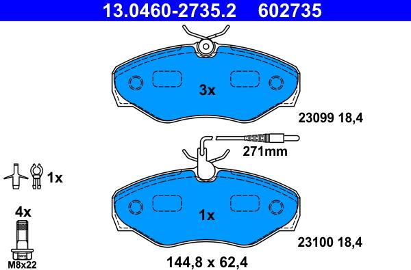 ATE 13.0460-2735.2 - Bremžu uzliku kompl., Disku bremzes autospares.lv