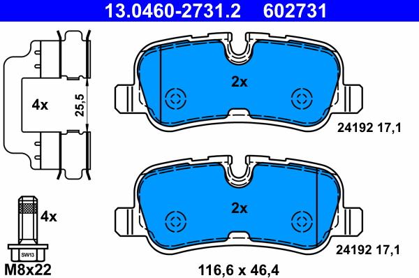 ATE 13.0460-2731.2 - Bremžu uzliku kompl., Disku bremzes www.autospares.lv