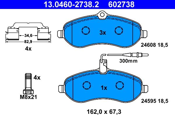 ATE 13.0460-2738.2 - Bremžu uzliku kompl., Disku bremzes www.autospares.lv