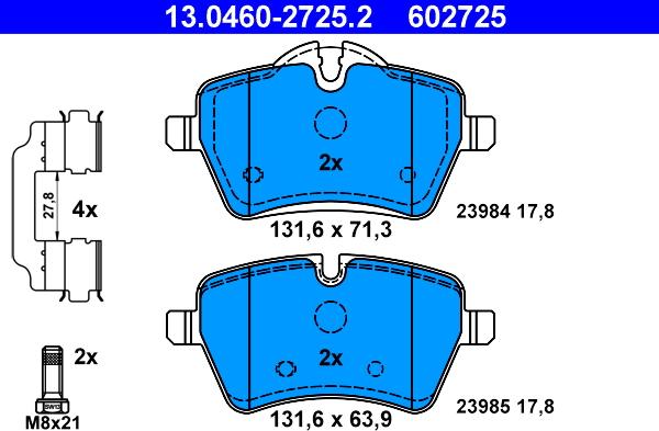 ATE 13.0460-2725.2 - Bremžu uzliku kompl., Disku bremzes www.autospares.lv