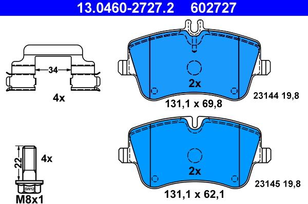 ATE 13.0460-2727.2 - Bremžu uzliku kompl., Disku bremzes autospares.lv