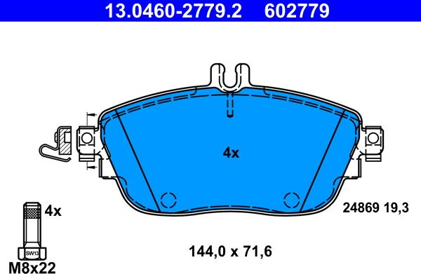 ATE 13.0460-2779.2 - Bremžu uzliku kompl., Disku bremzes www.autospares.lv