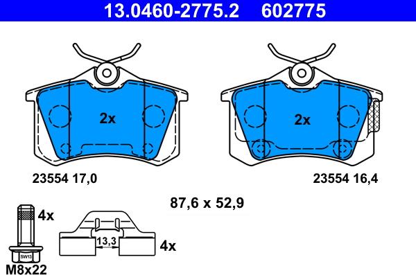 ATE 13.0460-2775.2 - Bremžu uzliku kompl., Disku bremzes www.autospares.lv