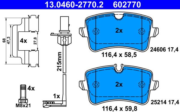 ATE 13.0460-2770.2 - Тормозные колодки, дисковые, комплект www.autospares.lv