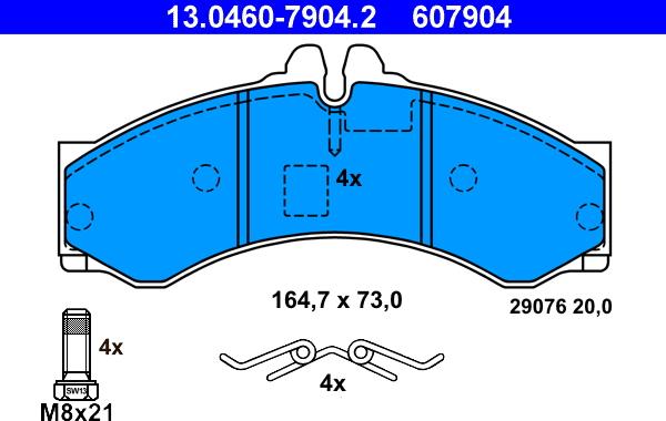 ATE 13.0460-7904.2 - Тормозные колодки, дисковые, комплект www.autospares.lv