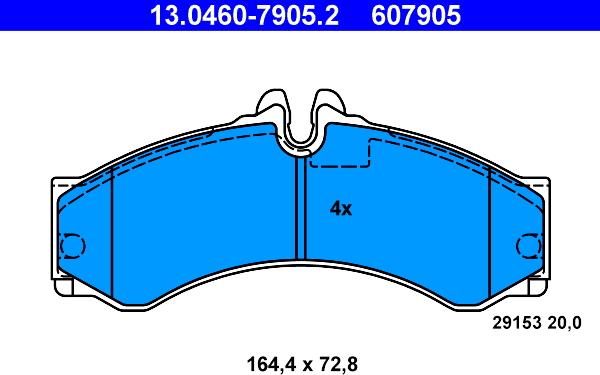 ATE 13.0460-7905.2 - Тормозные колодки, дисковые, комплект www.autospares.lv