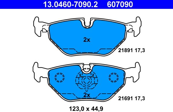 ATE 13.0460-7090.2 - Bremžu uzliku kompl., Disku bremzes www.autospares.lv