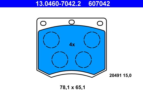 ATE 13.0460-7042.2 - Bremžu uzliku kompl., Disku bremzes www.autospares.lv