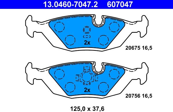 ATE 13.0460-7047.2 - Bremžu uzliku kompl., Disku bremzes autospares.lv