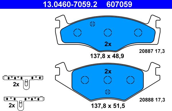 ATE 13.0460-7059.2 - Bremžu uzliku kompl., Disku bremzes www.autospares.lv