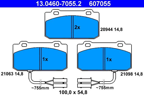 ATE 13.0460-7055.2 - Bremžu uzliku kompl., Disku bremzes www.autospares.lv