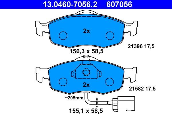 ATE 13.0460-7056.2 - Bremžu uzliku kompl., Disku bremzes autospares.lv