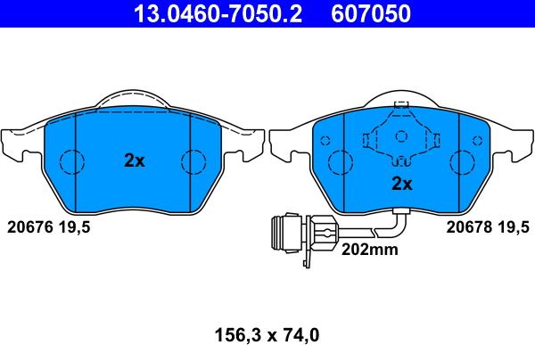 ATE 13.0460-7050.2 - Bremžu uzliku kompl., Disku bremzes autospares.lv