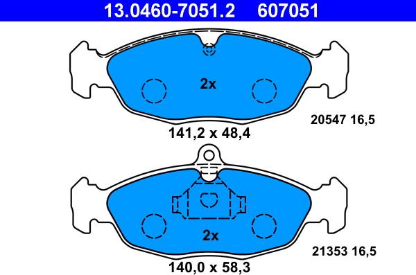 ATE 13.0460-7051.2 - Bremžu uzliku kompl., Disku bremzes www.autospares.lv