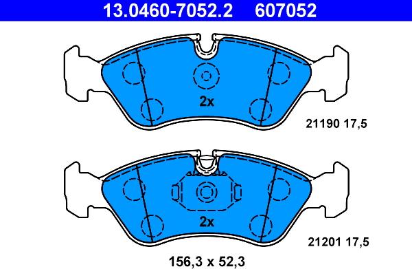 ATE 13.0460-7052.2 - Bremžu uzliku kompl., Disku bremzes www.autospares.lv