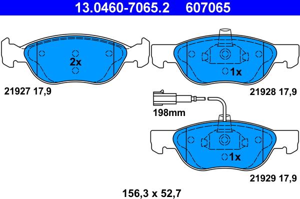 ATE 13.0460-7065.2 - Bremžu uzliku kompl., Disku bremzes www.autospares.lv