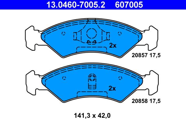 ATE 13.0460-7005.2 - Bremžu uzliku kompl., Disku bremzes www.autospares.lv