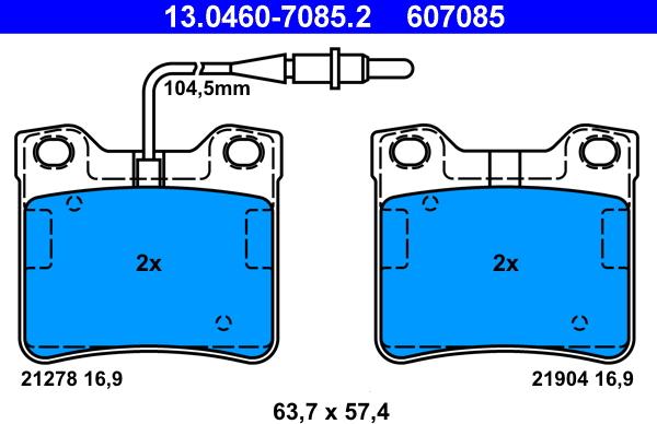 ATE 13.0460-7085.2 - Bremžu uzliku kompl., Disku bremzes www.autospares.lv