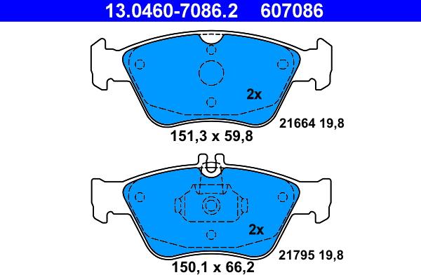 ATE 13.0460-7086.2 - Bremžu uzliku kompl., Disku bremzes www.autospares.lv