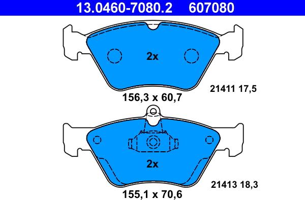 ATE 13.0460-7080.2 - Brake Pad Set, disc brake www.autospares.lv