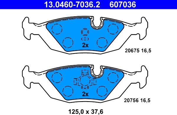 ATE 13.0460-7036.2 - Brake Pad Set, disc brake www.autospares.lv