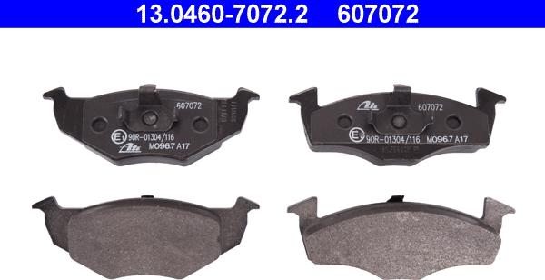 ATE 13.0460-7072.2 - Тормозные колодки, дисковые, комплект www.autospares.lv