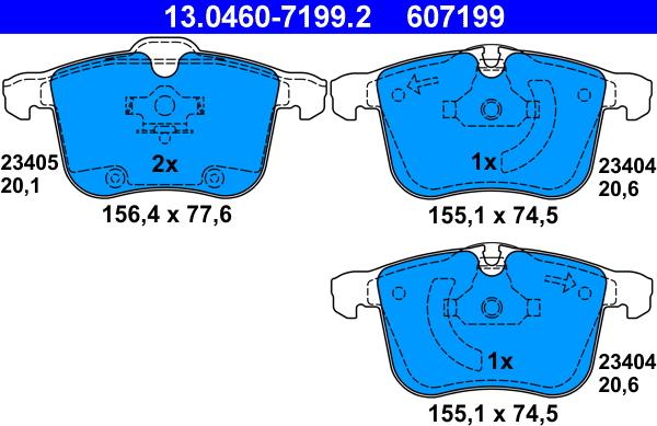 ATE 13.0460-7199.2 - Brake Pad Set, disc brake www.autospares.lv