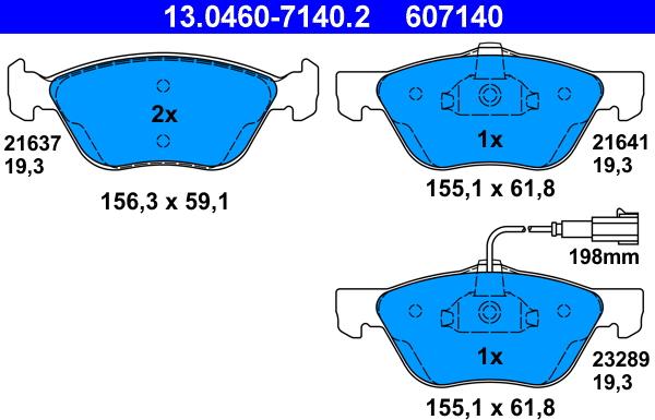 ATE 13.0460-7140.2 - Brake Pad Set, disc brake www.autospares.lv