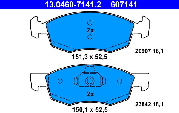 ATE 13.0460-7141.2 - Bremžu uzliku kompl., Disku bremzes www.autospares.lv