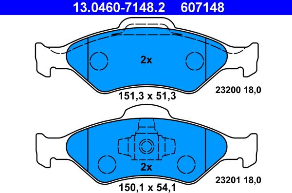 ATE 13.0460-7148.2 - Bremžu uzliku kompl., Disku bremzes autospares.lv