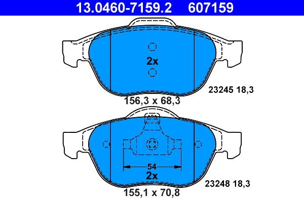 ATE 13.0460-7159.2 - Тормозные колодки, дисковые, комплект www.autospares.lv